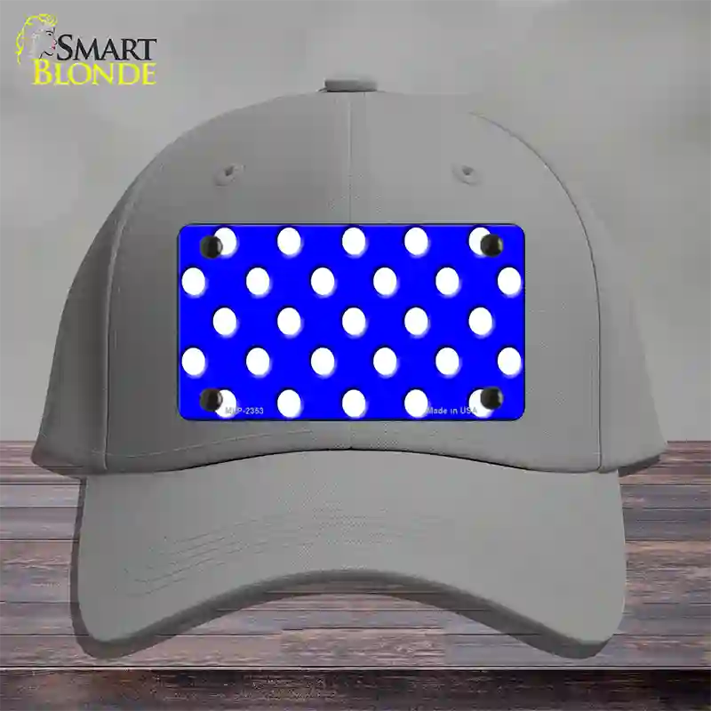 White Polka Dots Royal Blue Novelty License Plate Hat Cotton / Gray