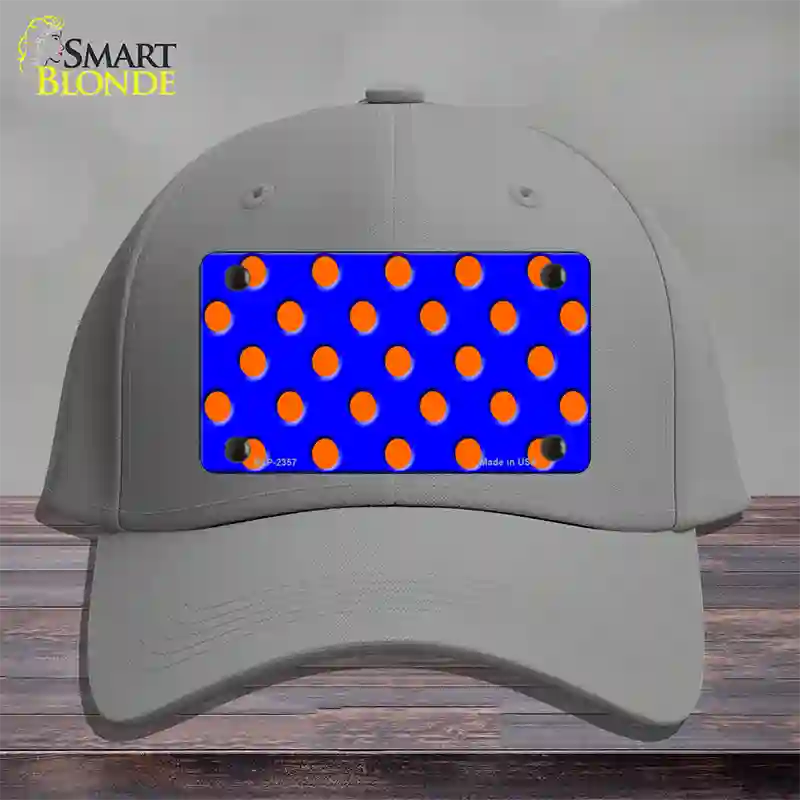 Orange Polka Dots Royal Blue Novelty License Plate Hat Cotton / Gray