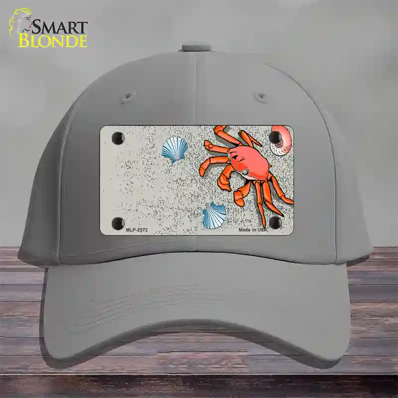 Crab And Seashells Novelty License Plate Hat Cotton / Gray