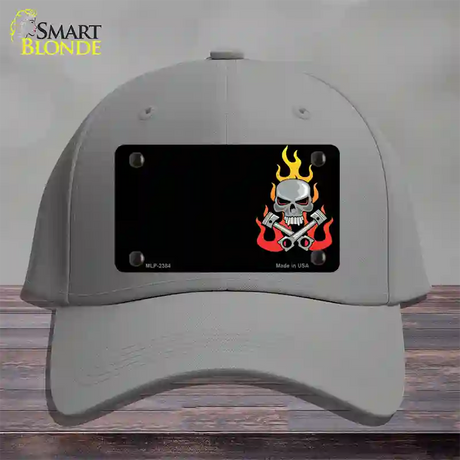 Gear Head Skull Offset Novelty License Plate Hat Cotton / Gray