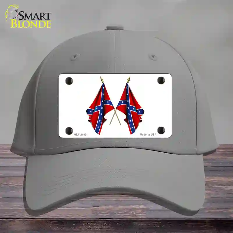 Confederate Crossed Flags Novelty License Plate Hat Cotton / Gray