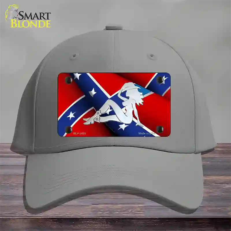 Rebel Flag Mudflap Cowgirl Novelty License Plate Hat Cotton / Gray