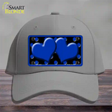 Blue Black Polka Dot Blue Center Hearts Novelty License Plate Hat Cotton / Gray