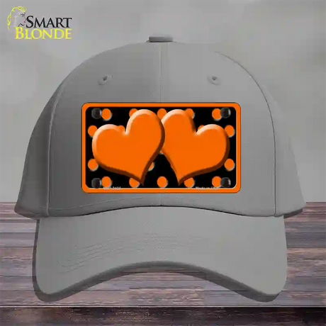 Orange Black Polka Dot Orange Center Hearts Novelty License Plate Hat Cotton / Gray