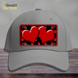 Red Black Polka Dot Red Center Hearts Novelty License Plate Hat Cotton / Gray