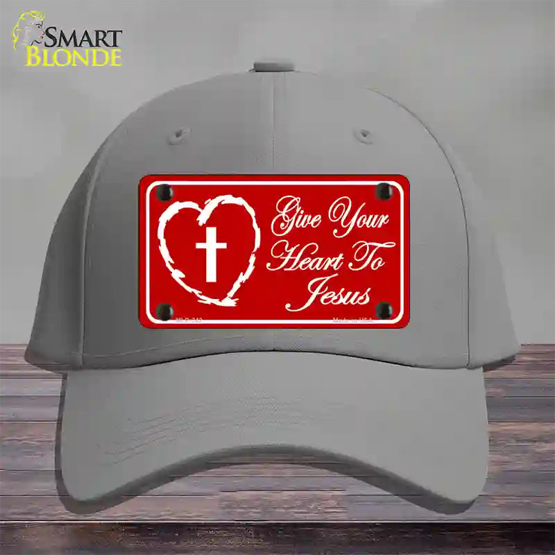 Give Your Heart To Jesus Novelty License Plate Hat Cotton / Gray