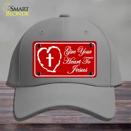 Give Your Heart To Jesus Novelty License Plate Hat Cotton / Gray