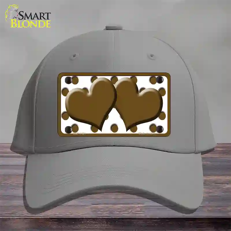 Brown White Polka Dot Brown Centered Hearts Novelty License Plate Hat Cotton / Gray