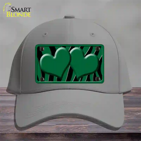 Green Black Zebra Green Centered Hearts Novelty License Plate Hat Cotton / Gray