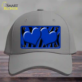 Blue Black Zebra Blue Centered Hearts Novelty License Plate Hat Cotton / Gray