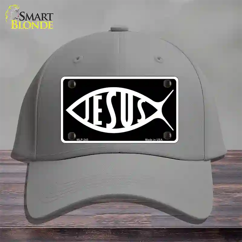 Jesus Fish Novelty License Plate Hat Cotton / Gray