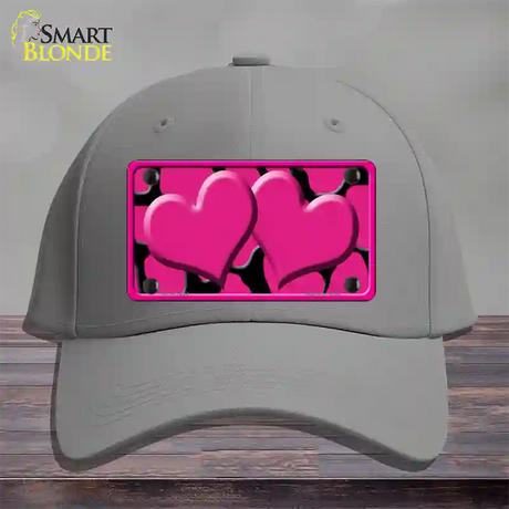 Pink Black Giraffe Pink Centered Hearts Novelty License Plate Hat Cotton / Gray