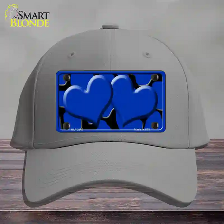 Blue Black Giraffe Blue Centered Hearts Novelty License Plate Hat Cotton / Gray