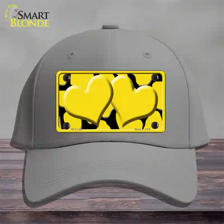 Yellow Black Giraffe Yellow Centered Hearts Novelty License Plate Hat Cotton / Gray