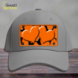 Orange Black Giraffe Orange Centered Hearts Novelty License Plate Hat Cotton / Gray