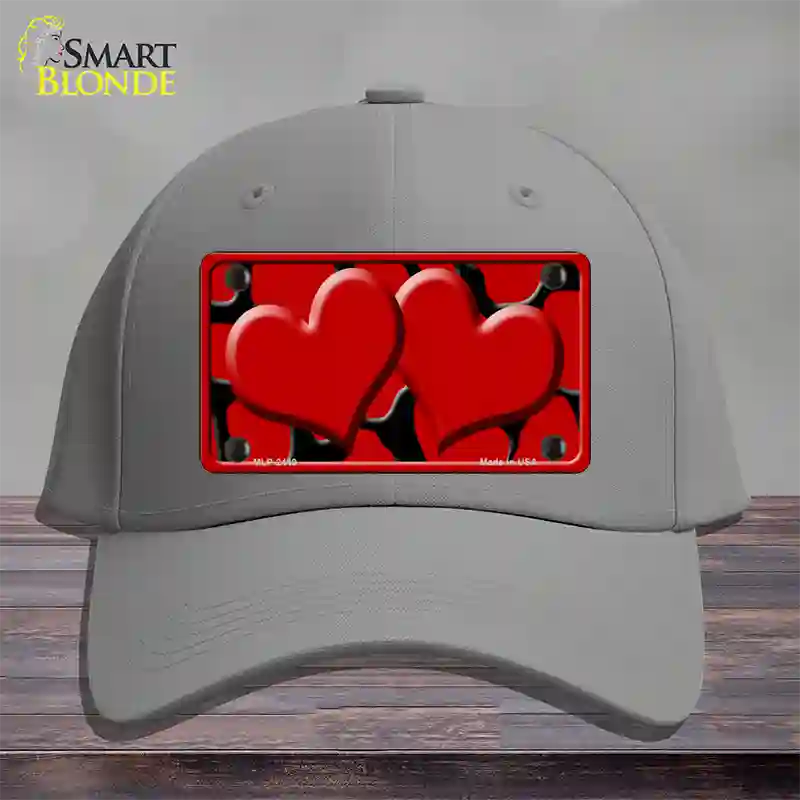 Red Black Giraffe Red Centered Hearts Novelty License Plate Hat Cotton / Gray