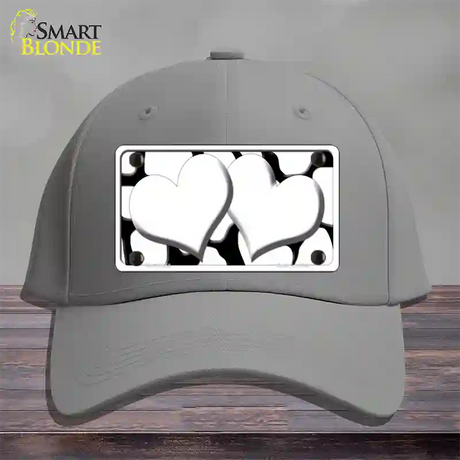 White Black Giraffe White Centered Hearts Novelty License Plate Hat Cotton / Gray