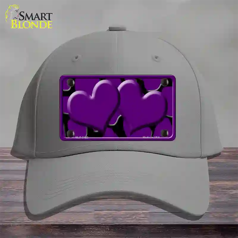 Purple Black Giraffe Purple Centered Hearts Novelty License Plate Hat Cotton / Gray