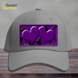 Purple Black Giraffe Purple Centered Hearts Novelty License Plate Hat Cotton / Gray