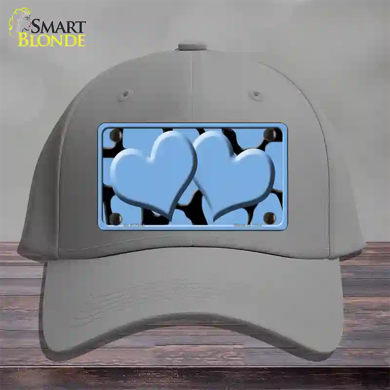 Light Blue Black Giraffe Light Blue Centered Hearts Novelty License Plate Hat Cotton / Gray