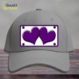 Solid Purple Centered Hearts White Novelty License Plate Hat Cotton / Gray