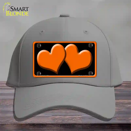 Solid Orange Centered Hearts Black Novelty License Plate Hat Cotton / Gray