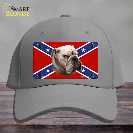 Confederate Flag Bulldog Novelty License Plate Hat Cotton / Gray