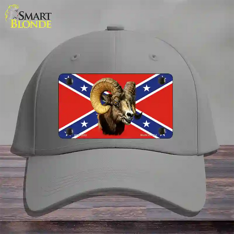 Confederate Flag Ram Novelty License Plate Hat Cotton / Gray