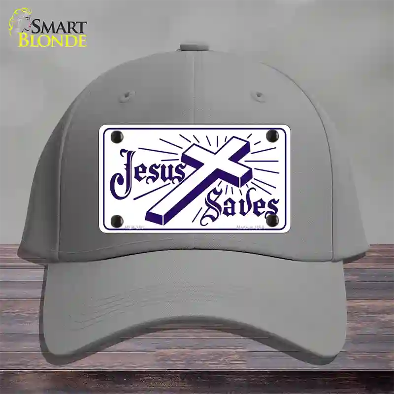 Jesus Saves Novelty License Plate Hat Cotton / Gray