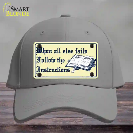 Follow Instructions Novelty License Plate Hat Cotton / Gray