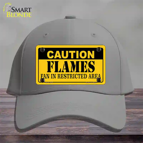 Caution Flames Novelty License Plate Hat Cotton / Gray