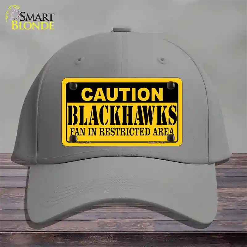 Caution Blackhawks Novelty License Plate Hat Cotton / Gray