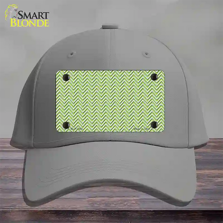 Lime Green White Chevron Novelty License Plate Hat Cotton / Gray