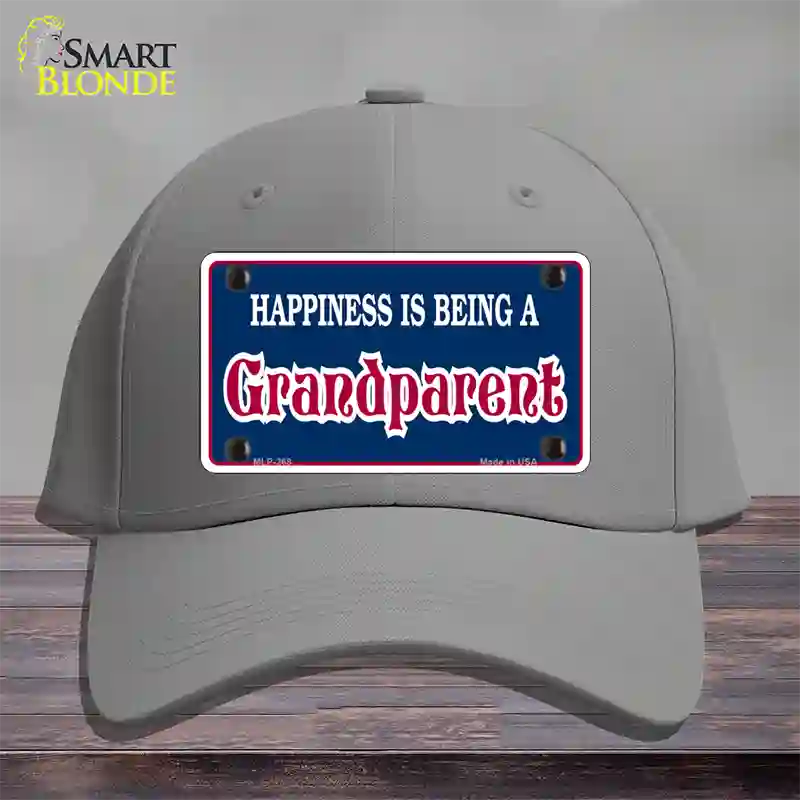 Happiness Being Grandparent Novelty License Plate Hat Cotton / Gray