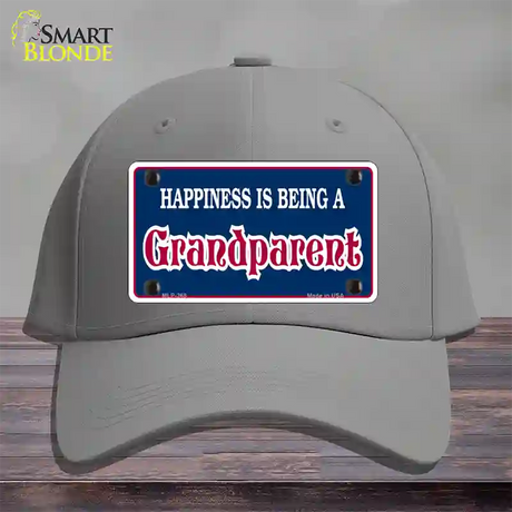 Happiness Being Grandparent Novelty License Plate Hat Cotton / Gray