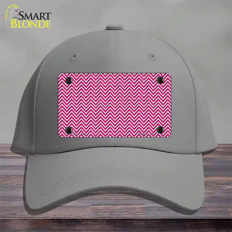 Pink White Chevron Novelty License Plate Hat Cotton / Gray