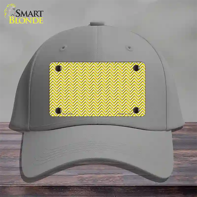 Yellow White Chevron Novelty License Plate Hat Cotton / Gray