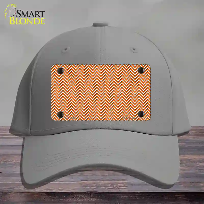 Orange White Chevron Novelty License Plate Hat Cotton / Gray