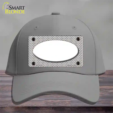 Grey White Chevon White Oval Novelty License Plate Hat Cotton / Gray