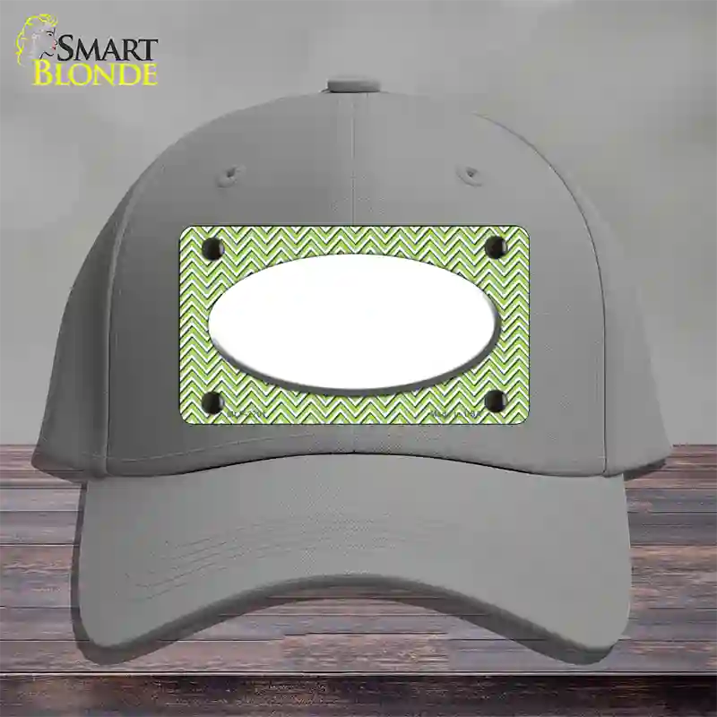 Lime Green White Chevon White Center Oval Novelty License Plate Hat Cotton / Gray