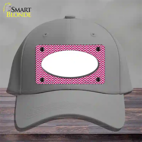 Pink White Chevon White Center Oval Novelty License Plate Hat Cotton / Gray