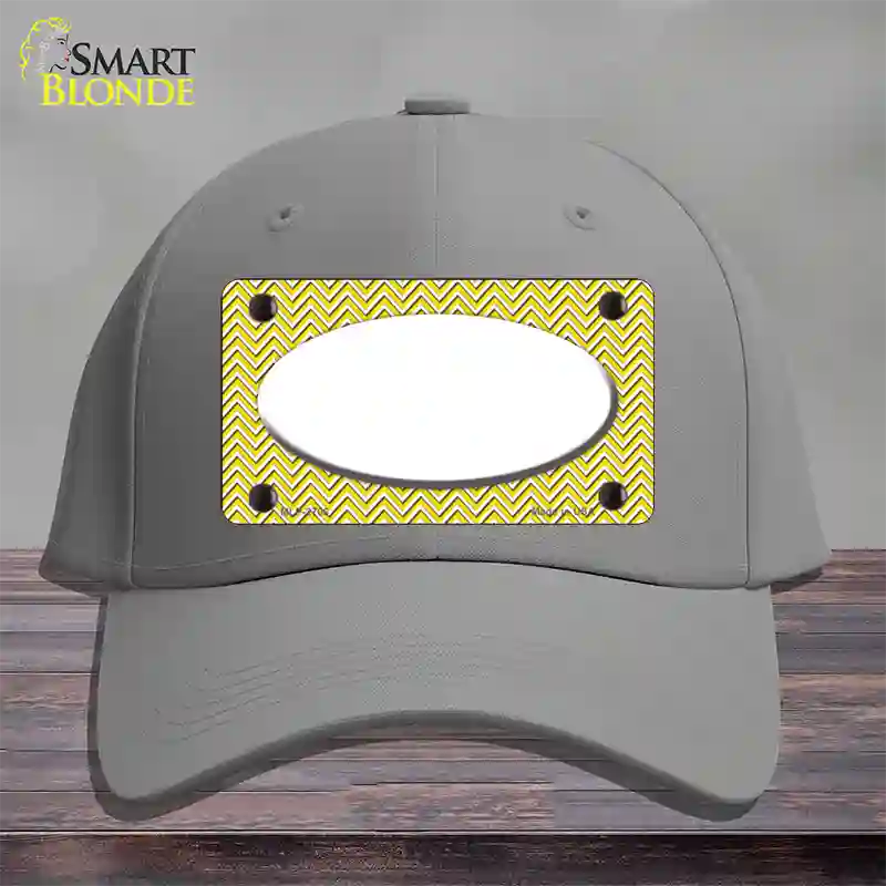 Yellow White Chevon White Center Oval Novelty License Plate Hat Cotton / Gray