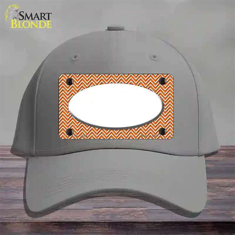 Orange White Chevon White Center Oval Novelty License Plate Hat Cotton / Gray