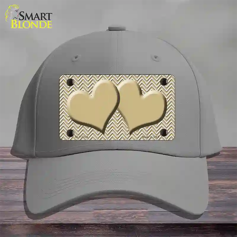 Gold White Chevron Gold Center Hearts Novelty License Plate Hat Cotton / Gray