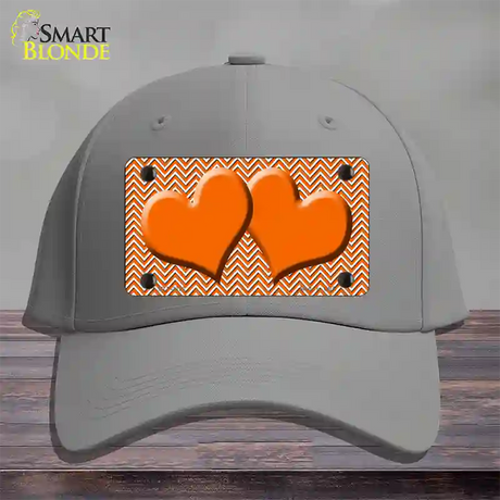 Orange White Chevron Orange Center Hearts Novelty License Plate Hat Cotton / Gray