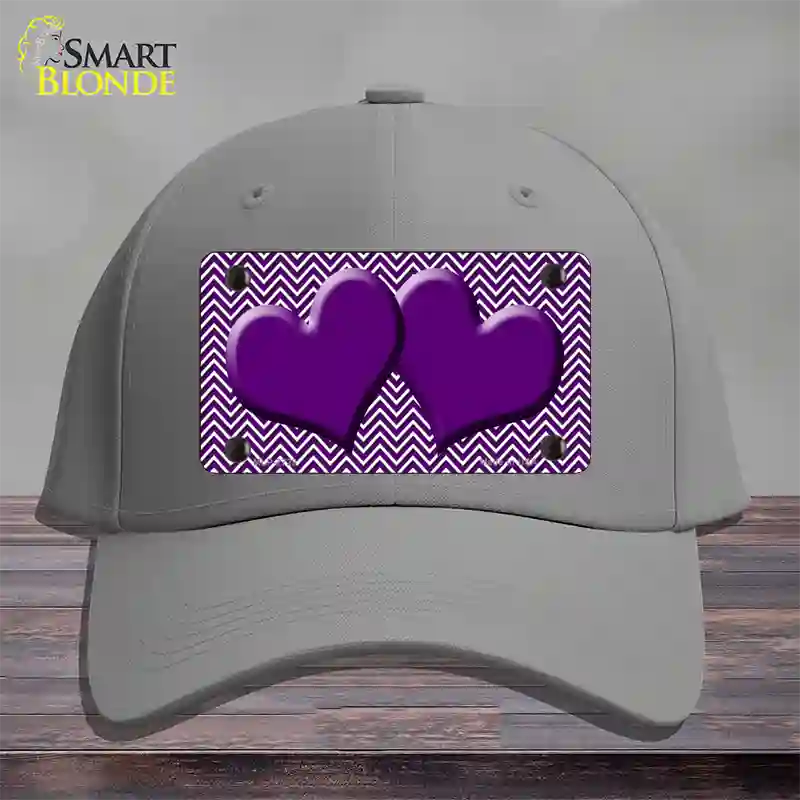 Purple White Chevron Purple Center Hearts Novelty License Plate Hat Cotton / Gray