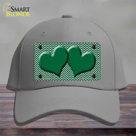 Green White Chevron Green Center Hearts Novelty License Plate Hat Cotton / Gray