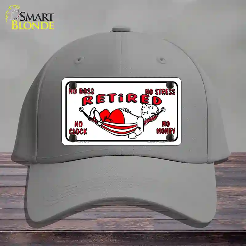 Retired With Hammock Novelty License Plate Hat Cotton / Gray