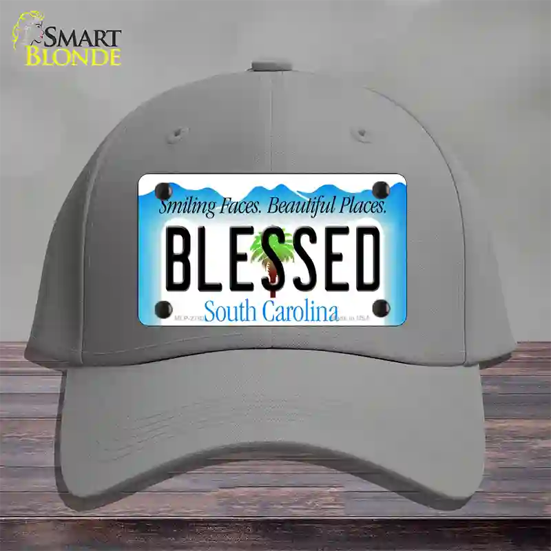 Blessed South Carolina Blue Novelty License Plate Hat Cotton / Gray