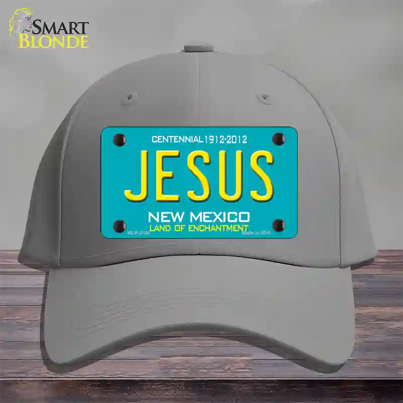 Jesus New Mexico Teal Novelty License Plate Hat Cotton / Gray